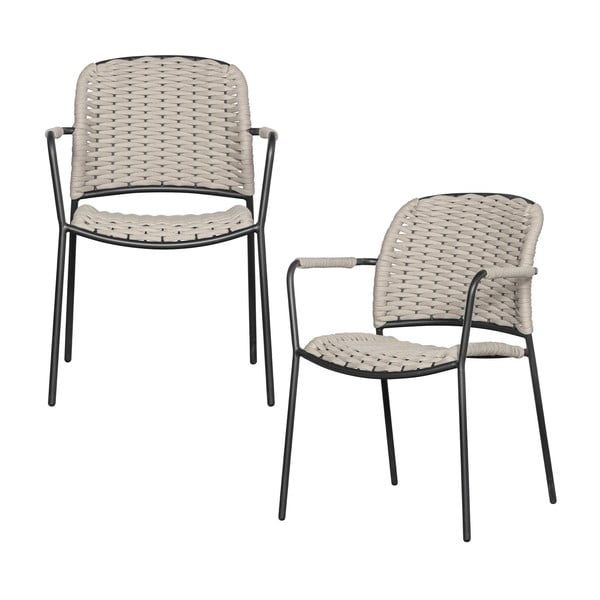 Fekete-bézs fém kerti szék szett 2 db-os Taku – Exotan-image-1
