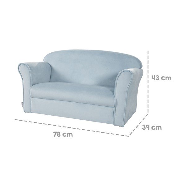 Világoskék bársony gyerek kanapé 78 cm Lil Sofa – Roba-image-4