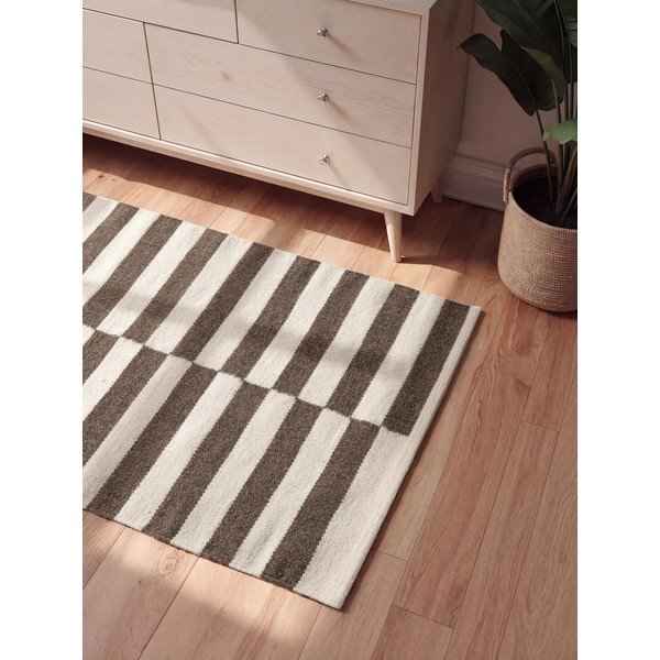 Fehér-barna kétoldalas-kézi szövésű gyapjú szőnyeg 80x150 cm Vika – Hanse Home-image-2