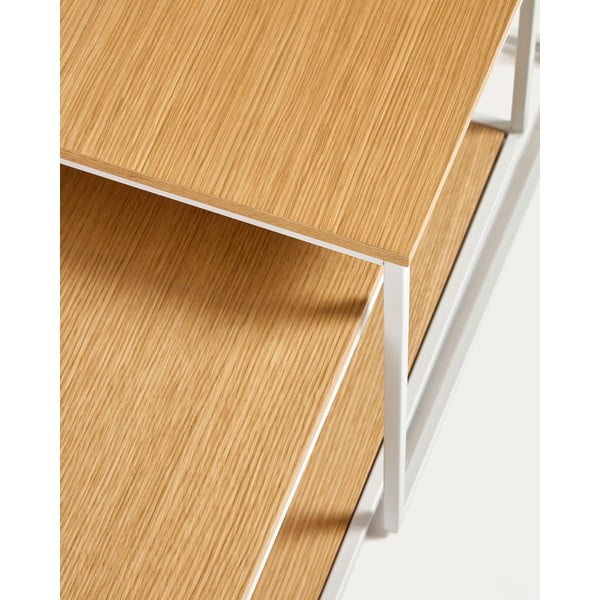 Világos natúr színű dohányzóasztal szett  tölgyfa dekoros asztallappal 2 db-os 50x100 cm Yoana – Kave Home-image-1