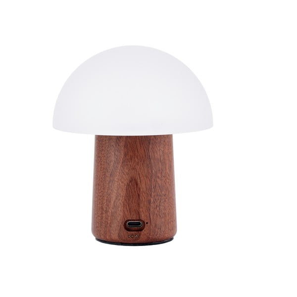 Fehér-sötét natúr színű LED asztali lámpa (magasság 12,5 cm) Alice Mushroom – Gingko