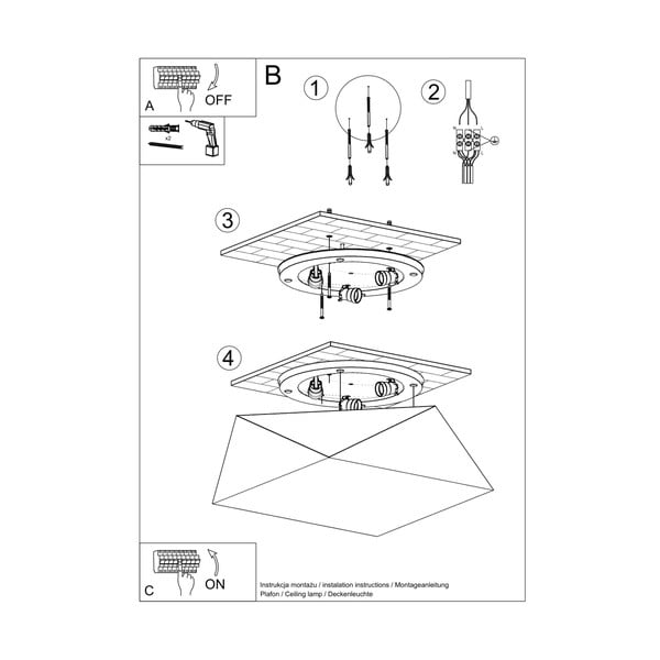 Ezüstszínű mennyezeti lámpa 45x45 cm Koma – Sollux-image-3