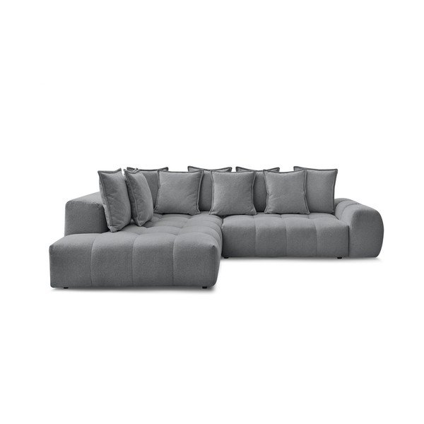 Sötétszürke zsenília kinyitható-tárolóhelyes sarokkanapé (bal oldali-L alakú) Everest – Bobochic Paris