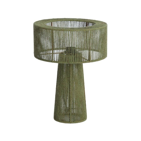 Zöld asztali lámpa juta búrával (magasság 40 cm) Selva – Light & Living