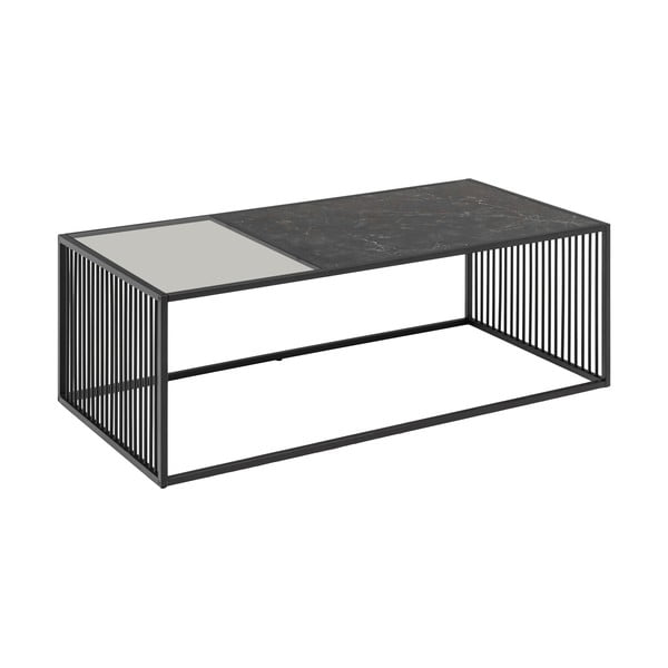 Fekete dohányzóasztal üveg asztallappal 60x120 cm Strington – Actona-image-3