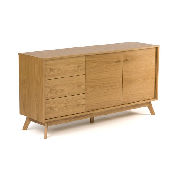 Natúr színű alacsony komód tölgyfa dekorral 149x75 cm Kensal – Woodman-image-1