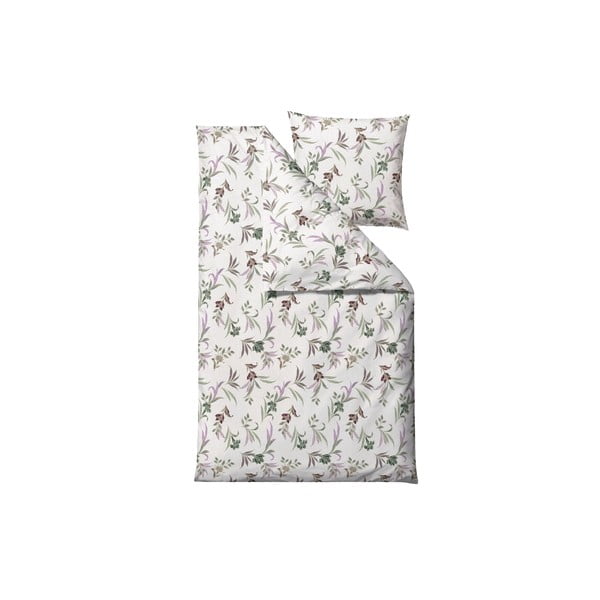 Zöld-bézs egyszemélyes pamut-szatén ágyneműhuzat 140x200 cm Soft Tropic – Södahl-image-2