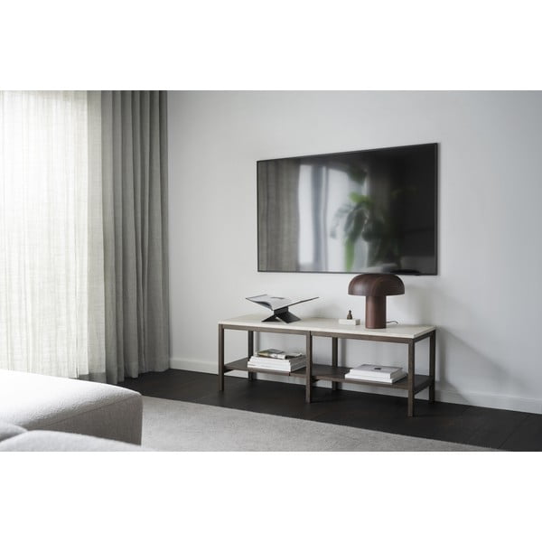 Barna-bézs konzolasztal kő asztallappal 140x40 cm Orwel - Rowico-image-1