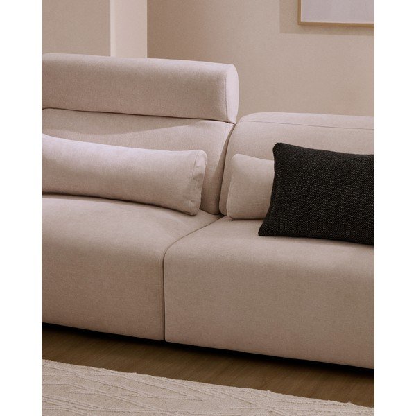 Bézs zsenília állítható-kinyitható kanapé heverő résszel 335 cm Lares – Kave Home-image-1