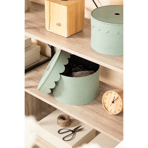 Kékeszöld fedeles karton tárolódoboz szett 2 db-os ø 26x17,5 cm Wilma Canvas Paper Laminate – Bigso-image-2