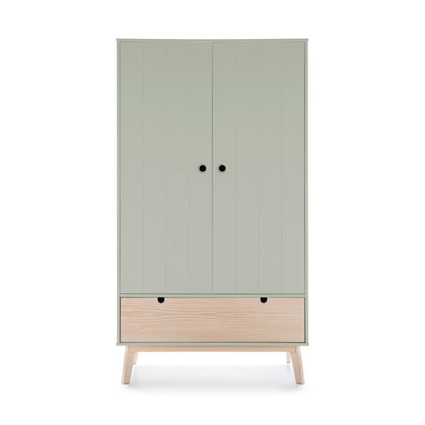 Kiara zöld gyerek ruhásszekrény borovi fenyő lábakkal - Marckeric-image-2