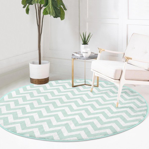 Mentazöld mosható-robotporszívóval tisztítható kerek szőnyeg ø 100 cm Comfort – Mila Home-image-2