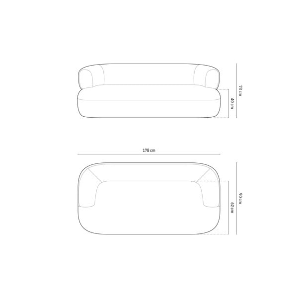 Világosszürke buklé kanapé 178 cm Jenny – Micadoni Home-image-4