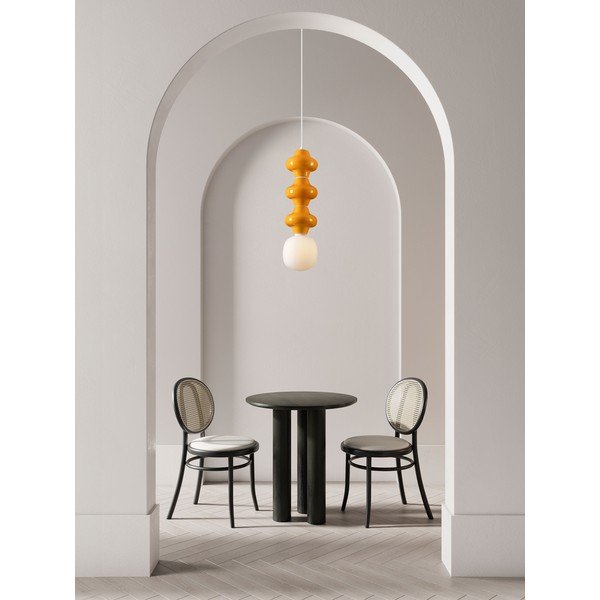 Fehér-narancssárga kerámia függőlámpa üveg búrával ø 18 cm Clio – Nova Luce-image-4
