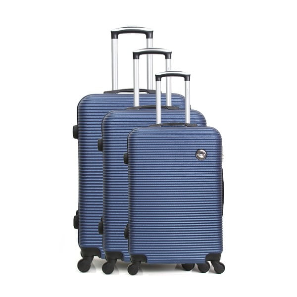 Vanity 3 db-os kék gurulós bőrönd szett - Bluestar