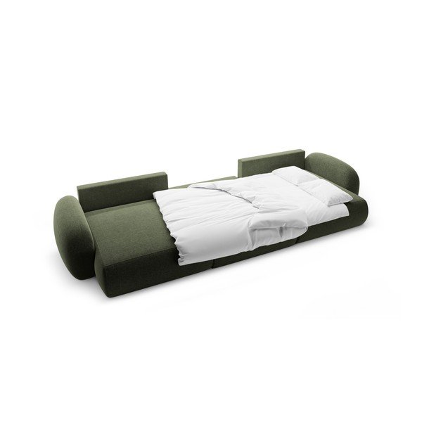 Zöld zsenília kinyitható-tárolóhelyes (U alakú) sarokkanapé Tonale – Cosmopolitan Design-image-3