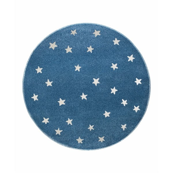 Stars kék, kerek szőnyeg csillag mintával, 80 x 80 cm - KICOTI