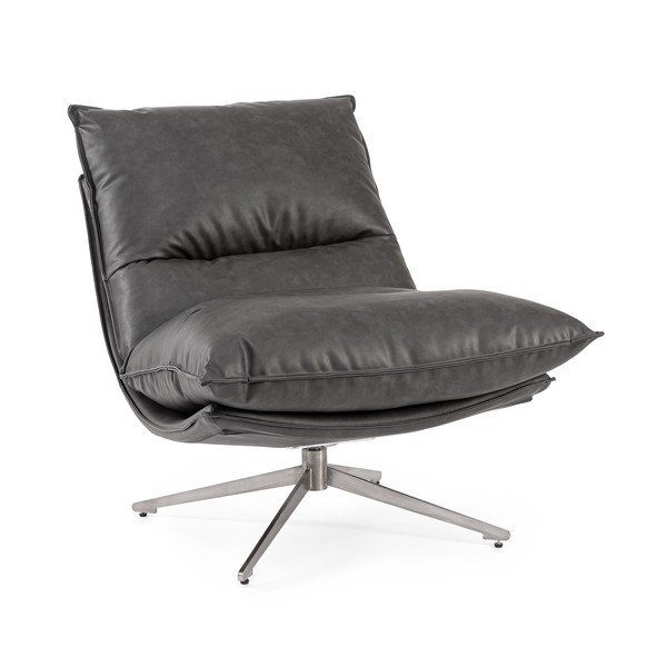 Sötétszürke tárolóhelyes bőrutánzat fotel Alanez – Bizzotto