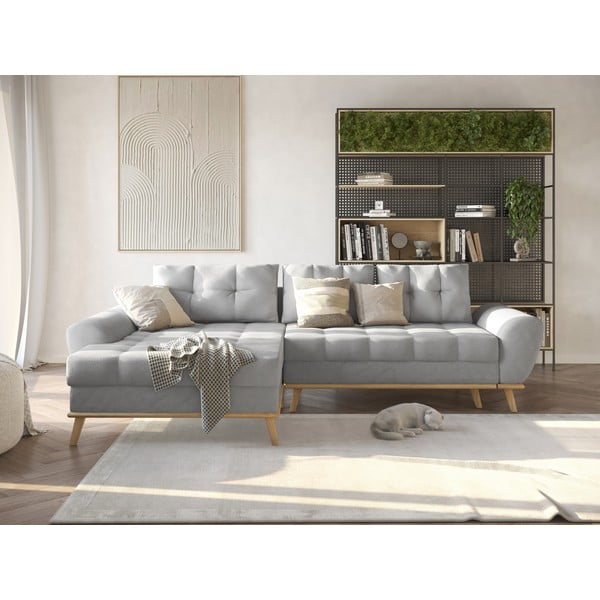 Világosszürke kinyitható sarokkanapé (bal oldali) Balitco – Ropez-image-1