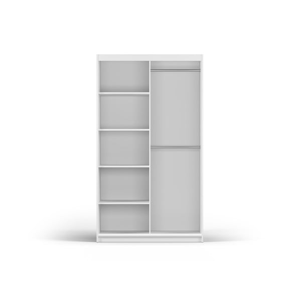 Fehér ruhásszekrény tükörrel és tolóajtókkal 122x215 cm Lisburn - Cosmopolitan Design-image-3