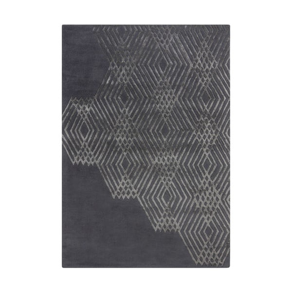 Diamonds sötétszürke gyapjú szőnyeg, 120 x 170 cm - Flair Rugs
