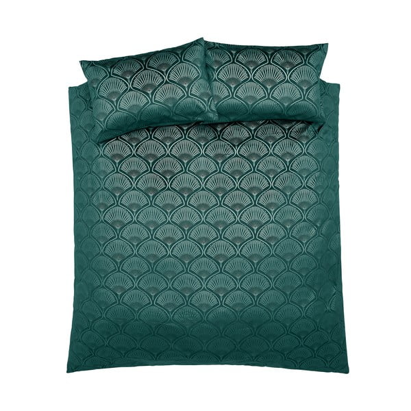 Zöld kétszemélyes ágyneműhuzat 200x200 cm Art Deco Pearl – Catherine Lansfield-image-2