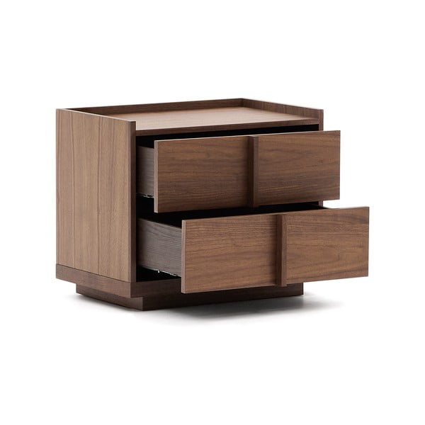 Sötétbarna éjjeliszekrény diófa dekorral Onix – Kave Home-image-2