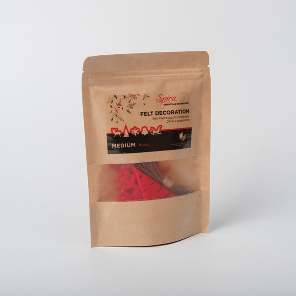 Medium 10 db-os piros, filc karácsonyi dekoráció szett - Spira-image-4