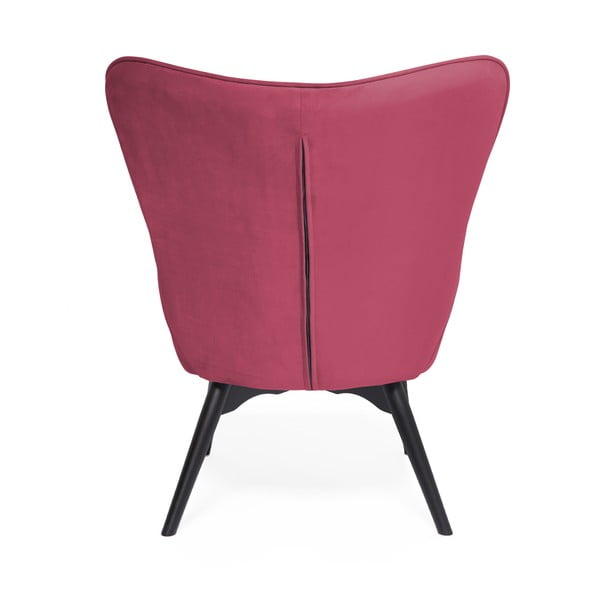 Cora Velvet rózsaszín fotel és lábtartó, fekete lábszerkezet - Vivonita-image-3