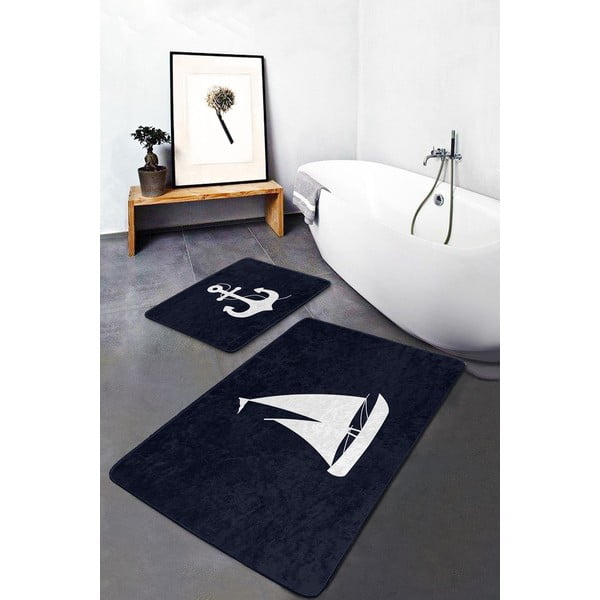 Sötétkék fürdőszobai kilépő szett 2 db-os 60x100 cm – Mila Home-image-3