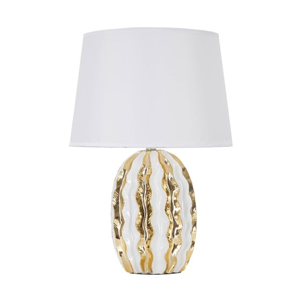Fehér-aranyszínű kerámia asztali lámpa textil búrával (magasság 48 cm) Glam Stary – Mauro Ferretti