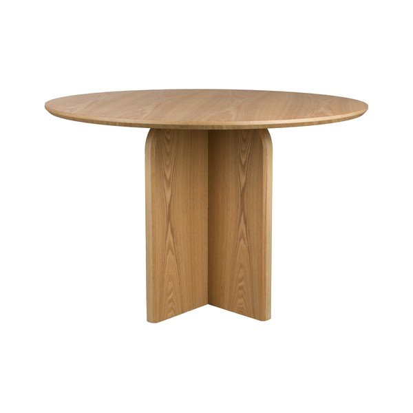 Kerek étkezőasztal tölgyfa dekorral ø 120 cm Laurent – White Label-image-2