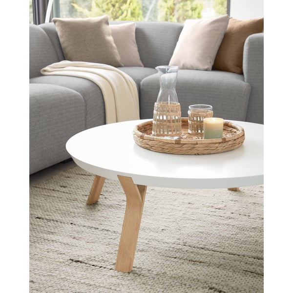 Solid fehér dohányzóasztal, ⌀ 90 cm - Kave Home-image-3