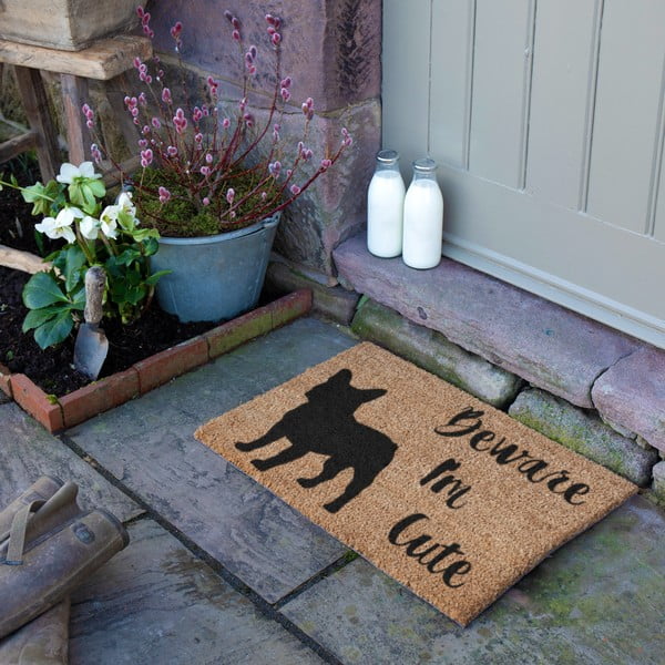 Kókuszrost lábtörlő 40x60 cm Beware I'm Cute French Bulldog – Artsy Doormats-image-3