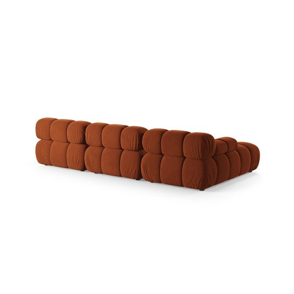 Terrakotta színű bársony moduláris sarokkanapé (bal oldali-heverő résszel) – Micadoni -image-3