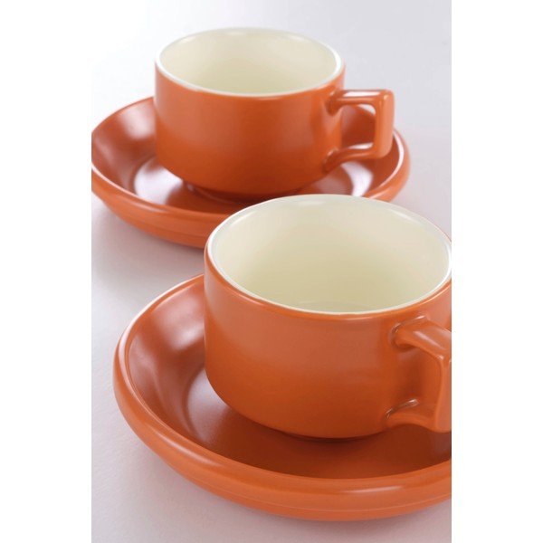 Narancssárga kerámia csésze szett 4 db-os csészealjjal 300 ml Thelma – Jotex-image-2