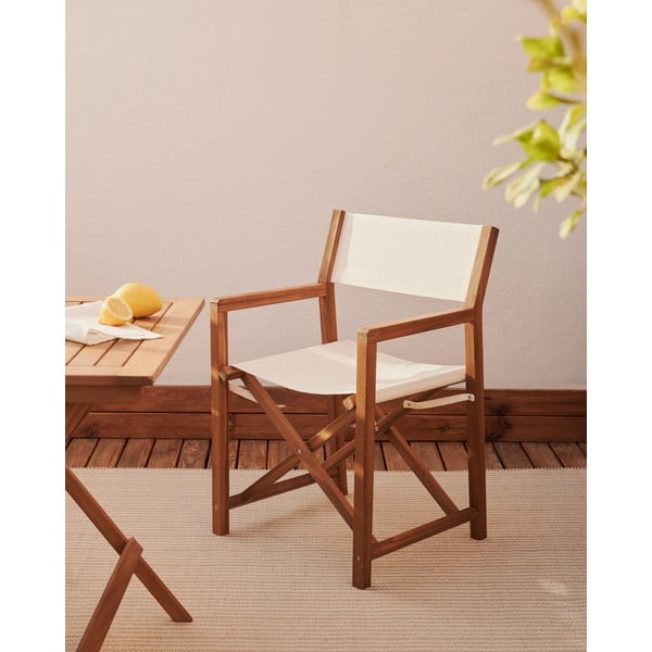 Fehér-natúr színű tömörfa kerti szék szett 2 db-os Thianna – Kave Home-image-1