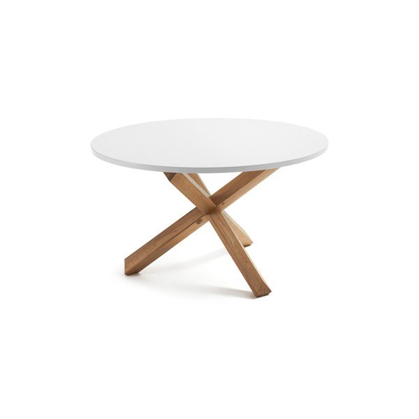 Nori tölgyfa étkezőasztal fehér asztallappal, ø 120 cm - Kave Home-image-2
