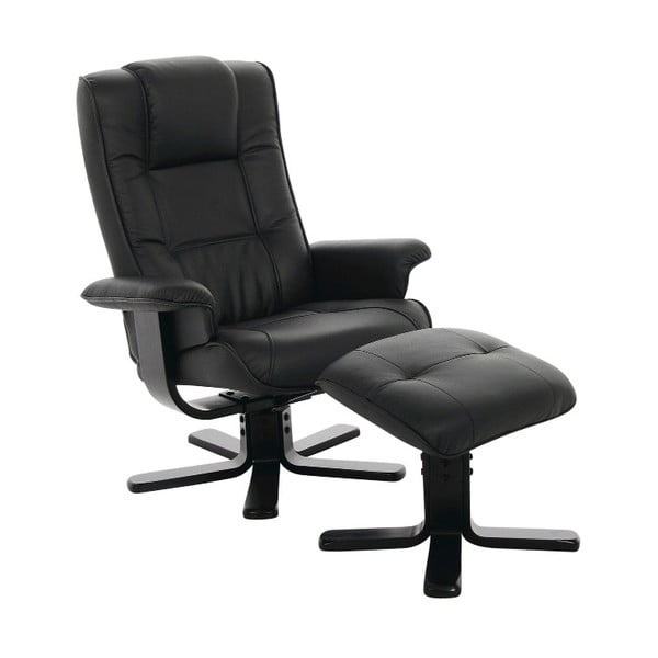 Limbo fekete állítható fotel lábtartóval - Actona