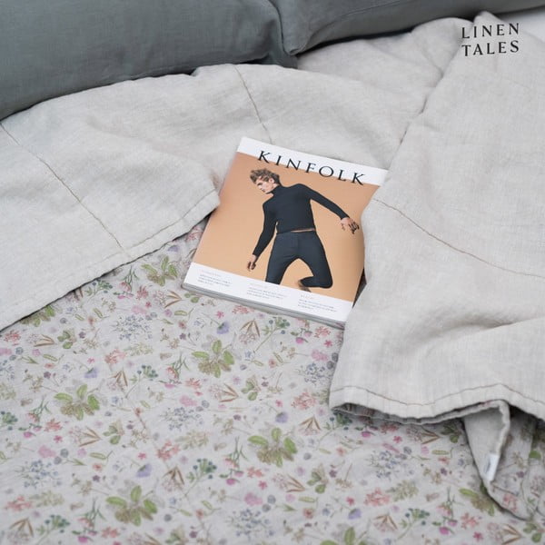 Natúr színű len steppelt ágytakaró 220x230 cm Botany 2 & Melange – Linen Tales-image-3