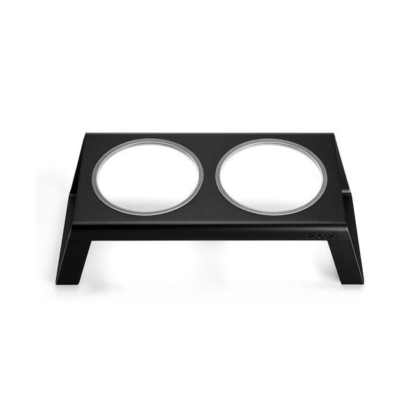 Fém tálka szett állvánnyal kutyáknak Desco Black M – MiaCara-image-3
