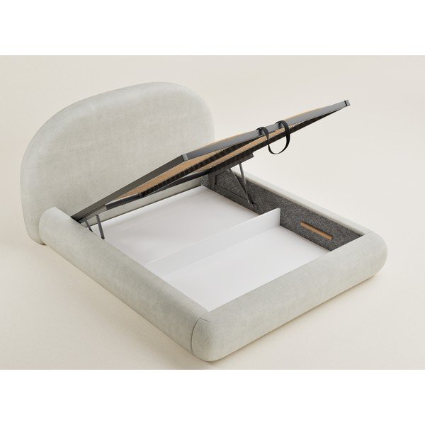 Krémszínű kárpitozott ágyneműtartós franciaágy ágyráccsal 160x200 cm Maumere – Maison de Rêve-image-3