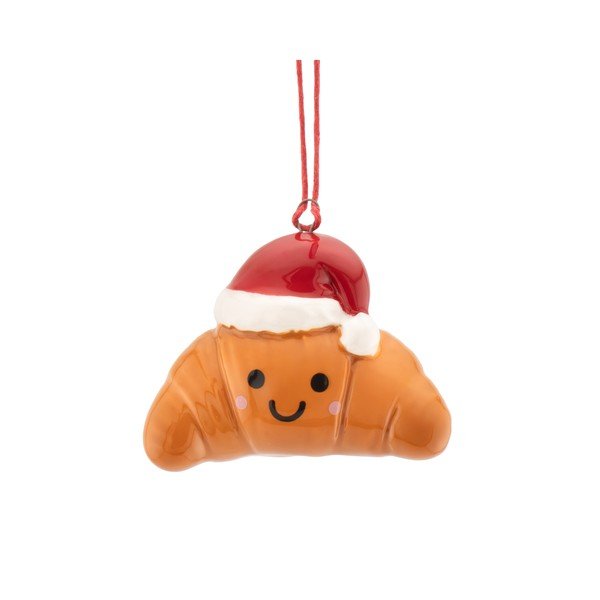 Kerámia karácsonyfadísz 4 cm Croissant – Sass & Belle