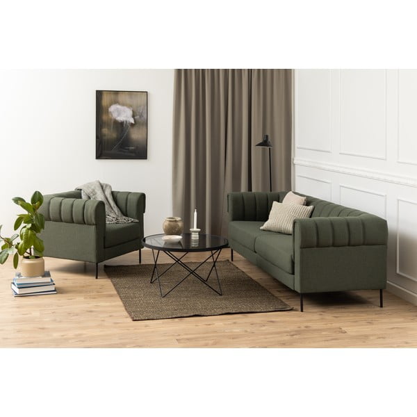 Fekete dohányzóasztal üveg asztallappal ø 80 cm Cuxton – Actona-image-4