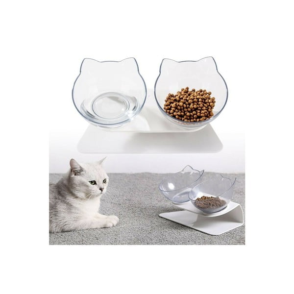 2 db műanyag macskatál fehér állvánnyal - Lydia&Co