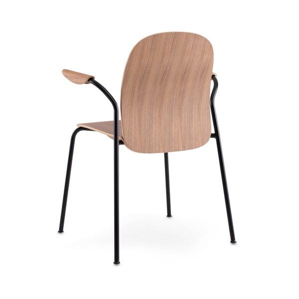 Konyakbarna-natúr színű karfás-rakásolható étkezőszék szett 2 db-os diófa dekorral Book – Gazzda-image-4