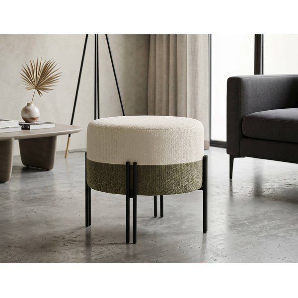 Khaki-krémszínű puff Modern Style – Mauro Ferretti-image-1