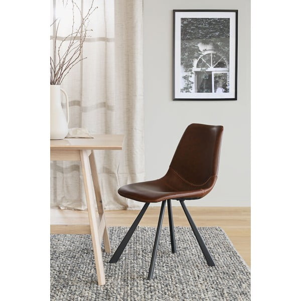 Alpha barna étkezőszék fekete lábakkal - Rowico-image-1