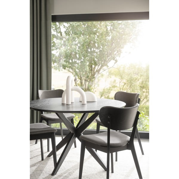 Kerek étkezőasztal tölgyfa dekoros asztallappal 120x120 cm Calverton - Rowico-image-2