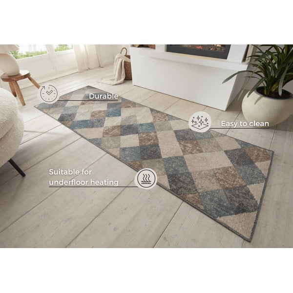 Kék-bézs futószőnyeg 80x200 cm Terrain – Hanse Home-image-4